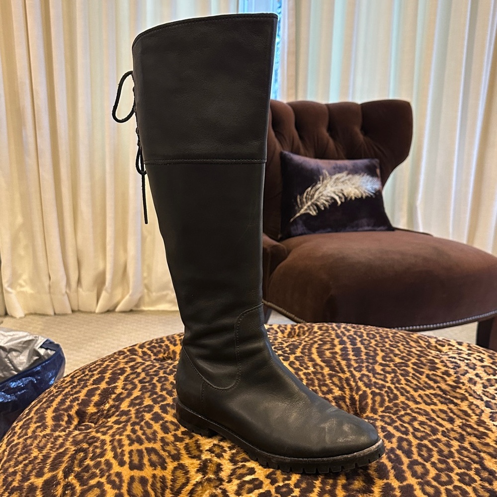 Cole Haan Waterproof Nike Air Black Leather Riding Boots